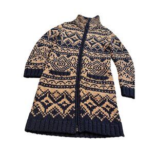 Yigal Azrouel M Mohair Wool Alpaca Chunky Knit Long Cardigan Coat Geometric Zip